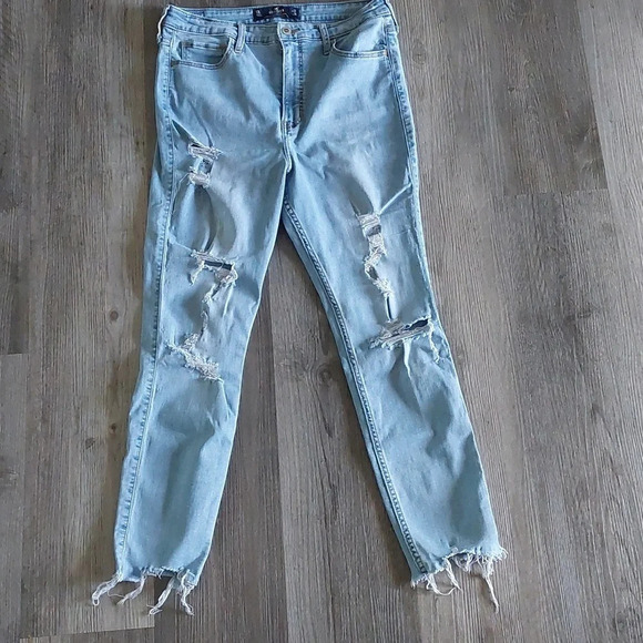 Hollister Y2K distressed ultra high-rise crop skinny jeans 13L w31/L28 - Picture 2 of 7